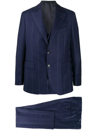 Gabriele Pasini Single Breasted Pinstripe Suit In Blue