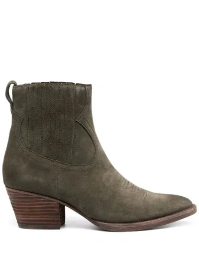 Ash Faith Ankle Boots In Green