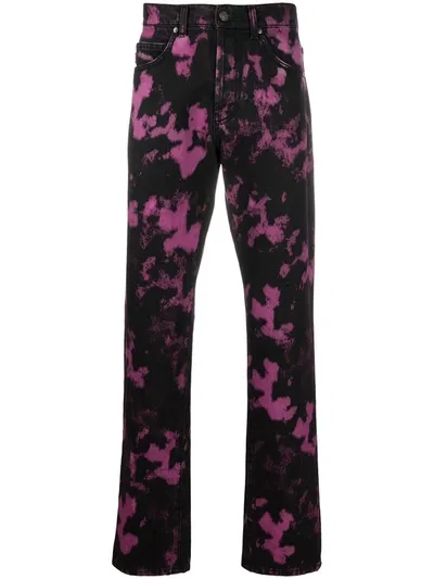 Msgm Purple Acid-wash Jeans In Pink