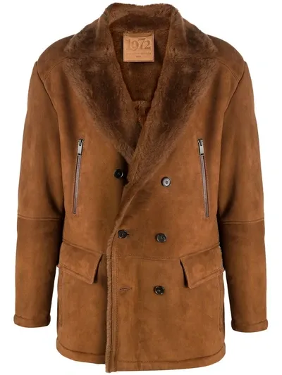 Desa 1972 Double-breasted Sheepskin Coat In Brown