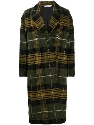 Chloé Stora Oversized Checked Coat In Green