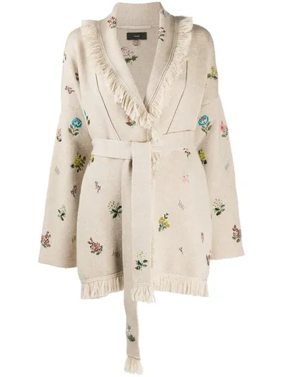 Alanui Grunge Garden Embroidered Cardigan In Neutrals