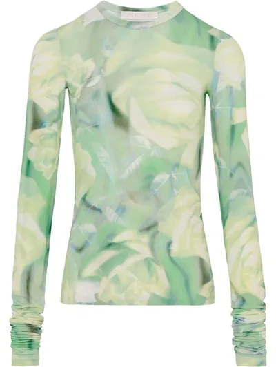 Fenty Long Sleeve Top With Green Rose Print