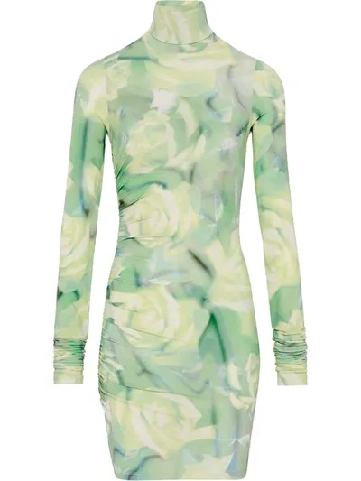 Fenty Body Con Dress Green Rose Print