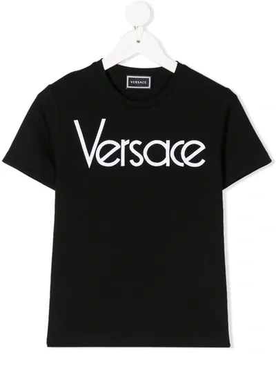 Young Versace Kids' Logo Print T-shirt In Black