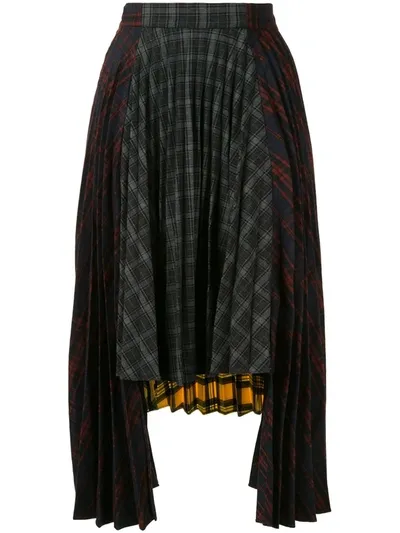 Rokh Pleated Asymmetric Skirt In Multicolour