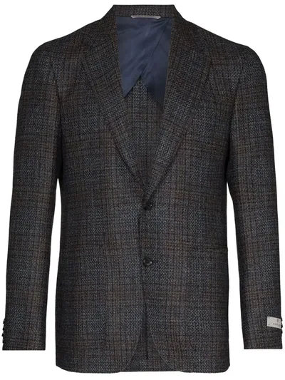 Canali Single-breasted Check Blazer In Grey