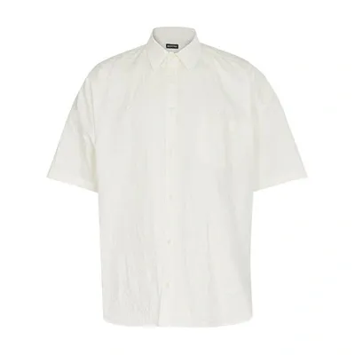 Balenciaga Short Sleeve Cocoon Wrinkled Shirt In White