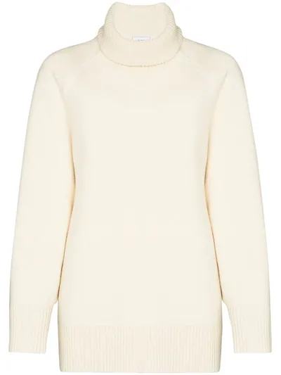 Y-3 Logo Intarsia Roll Neck Sweater In White