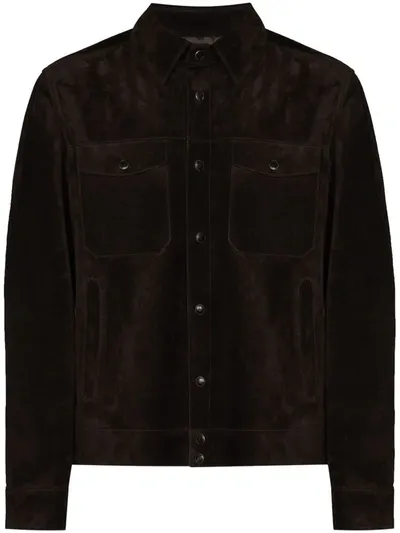 Ajmone Long-sleeve Shirt Jacket In Brown