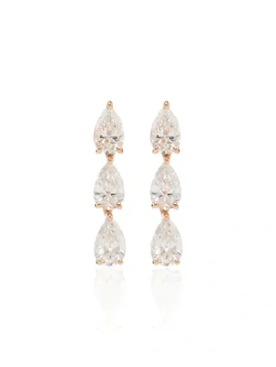 Anita Ko 18k Rose Gold Three Pear Diamond Stud Earrings In Pink