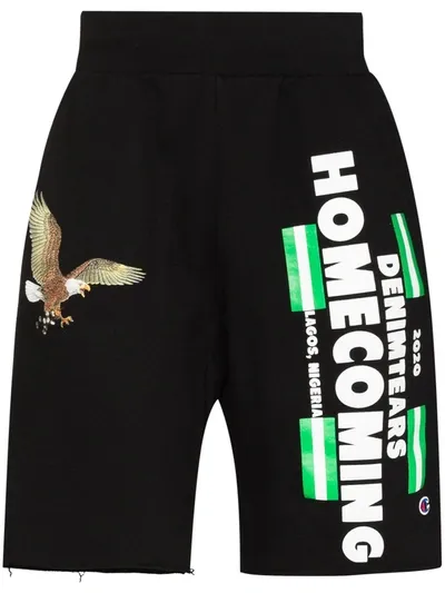 Denim Tears X Homecoming Logo Print Shorts In Black