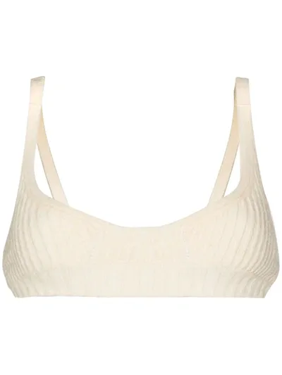 Off-white Ribbed Knit Bralette In White