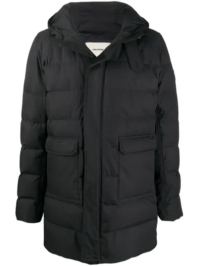 Zadig & Voltaire Barack Nylon Hooded Parka In Black