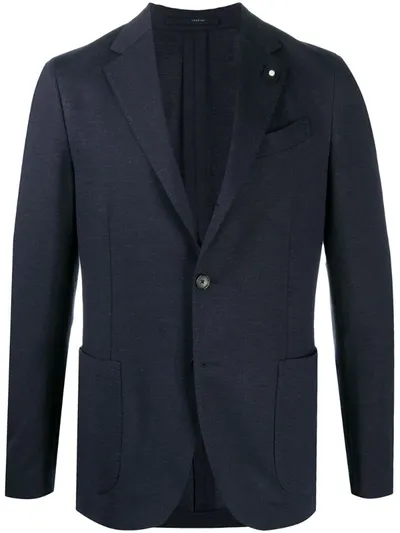 Lardini Single-breasted Patch Pocket Blazer In Blue