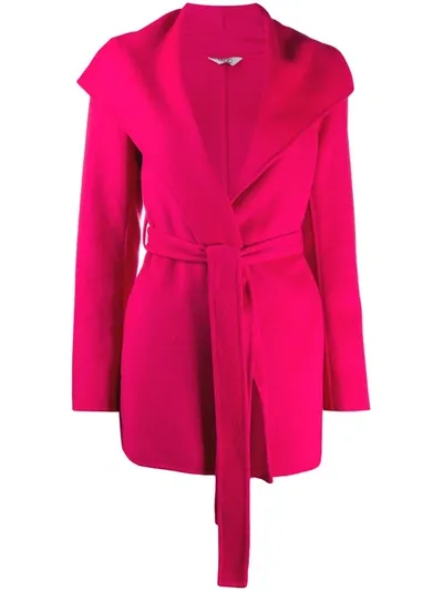 Liu •jo Tie Waist Wrap Coat In Pink