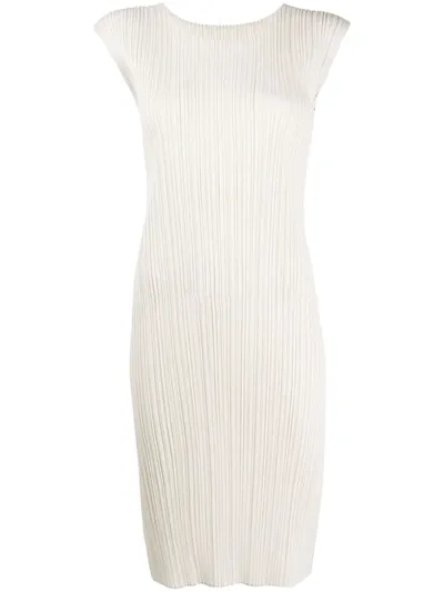 Issey Miyake Fitted Sleeveless Midi Dress In Neutrals