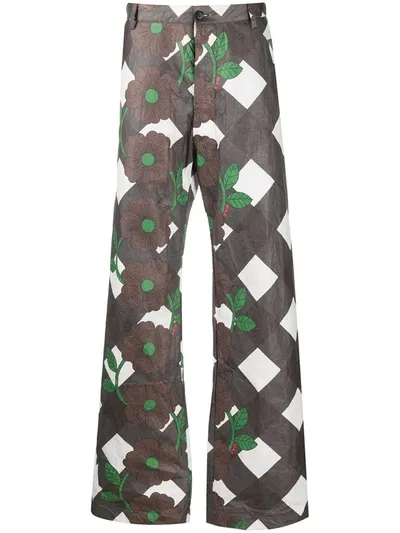 Walter Van Beirendonck Floral-print Wide-leg Trousers In Brown