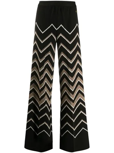 Twinset Geometric Print Palazzo Trousers In Black