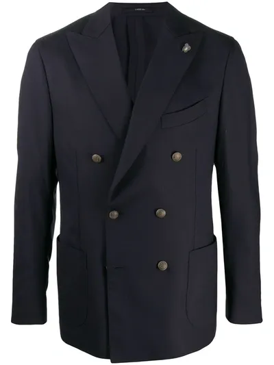 Lardini Double-breasted Blazer In Blue