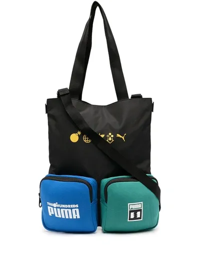 Puma Slogan Print Bag With Patch Pockets In Black