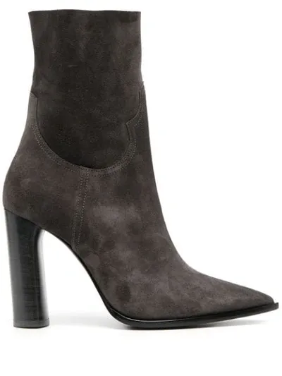 Casadei Pointed Ankle Boots In Grey