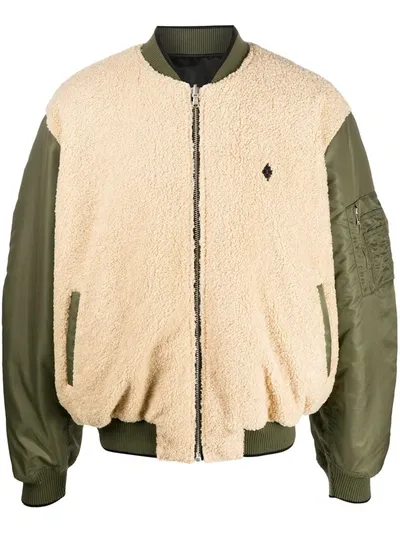 Marcelo Burlon County Of Milan Reversible Panelled Bomber Jacket In Green