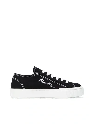 Miu Miu Black Canvas Sneakers