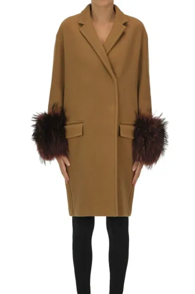 Dondup Fur Cuffs Coat In Light Brown