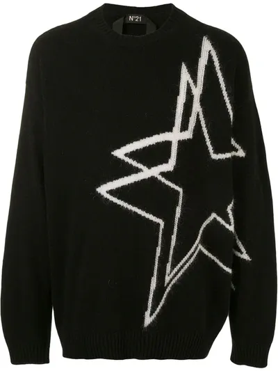 N°21 Intarsia-star Sweater In Black