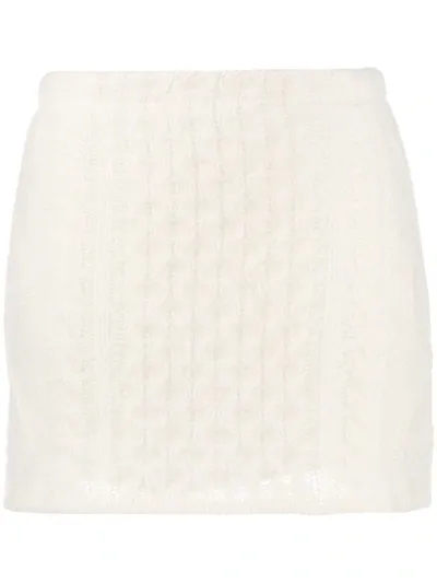 Laneus Cable-knit Mini Skirt In White