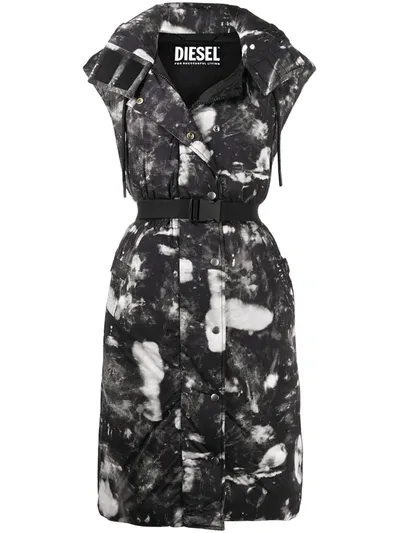 Diesel Graphic-print Sleeveless Coat In Grey