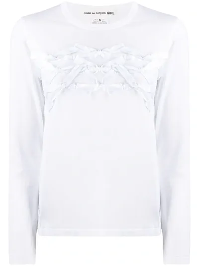 Comme Des Garcons Girl Comme Des Garçons Girl Bow Embellished Top In White