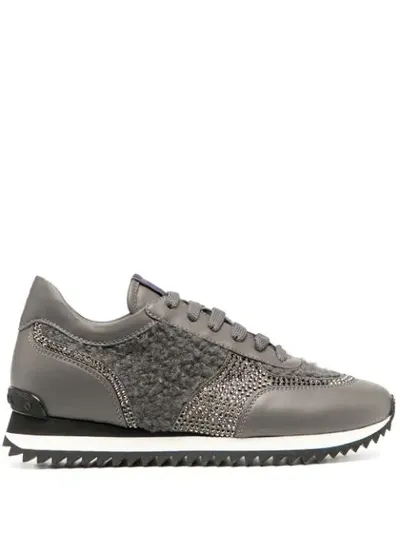 Le Silla Rhinestone Panelled Sneakers In Grey