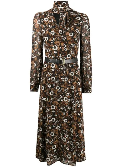 Michael Michael Kors Floral Shirt Dress In Neutrals