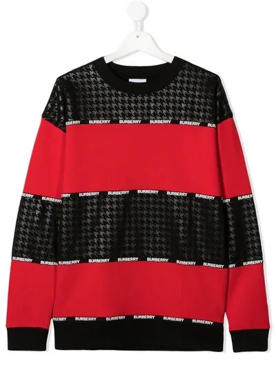 Burberry Kids' Sweatshirt Mit Fischgrätenmuster In Black