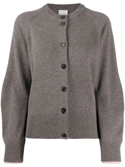 Paul Smith Cardigan Crew Neck W/contrast Wrists In Mud