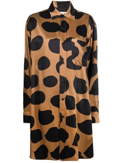 Marni Spot-print Shirt Dress In Brown