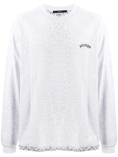 Stampd Faded Leopard Print Top In White