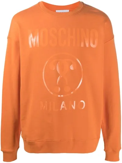 Moschino Double Question Mark-print Sweatshirt In Orange