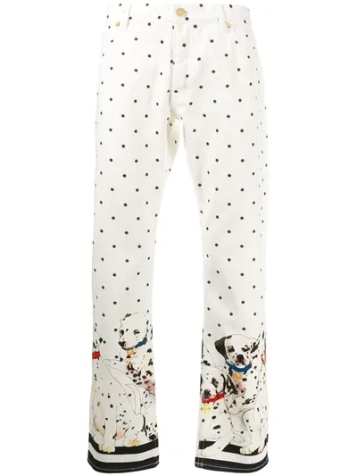 Casablanca Straight Leg Dalmation Print Trousers In White