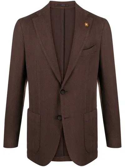 Lardini Herringbone Pattern Jacket In Brown