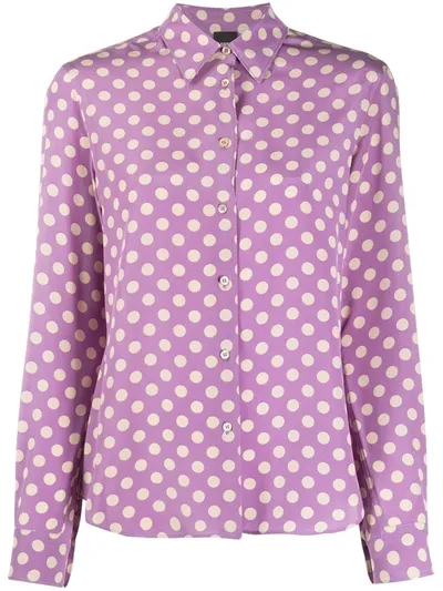 Aspesi Polka-dot Printed Shirt In Purple