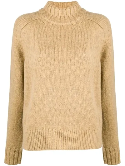 Closed Roll Neck Jumper In Neutrals