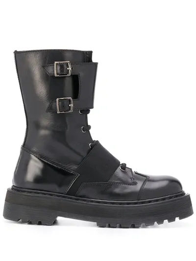 Premiata Mid-calf Cargo Boots In Black