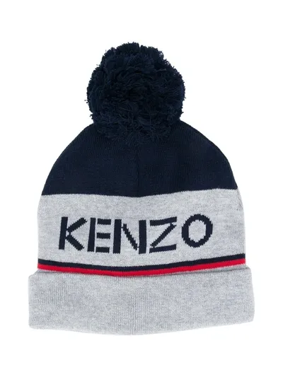 Kenzo Kids' Logo Intarsia Beanie In Grey