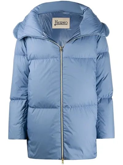 Herno Hooded Padded Jacket In Blue