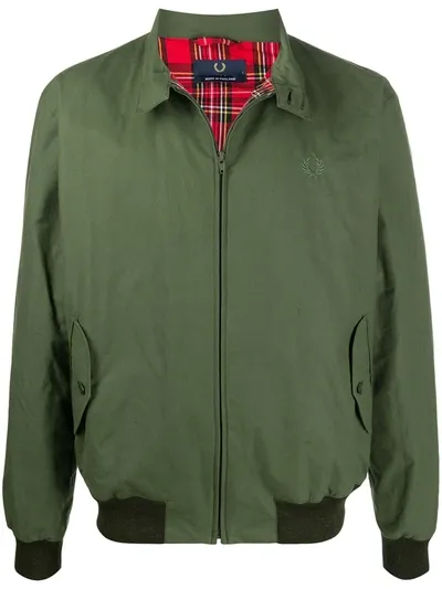 Fred Perry Embroidered Logo Bomber Jacket In Green