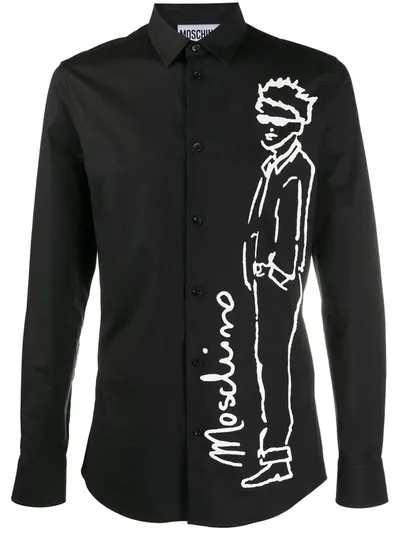 Moschino Character Print Shirt In Black