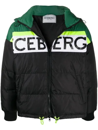 Iceberg Down-padded Logo-print Coat In Green